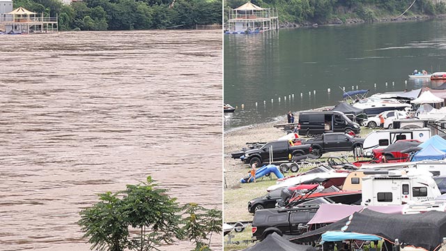 폭우와 홍수에 자취 감춘 캠핑장