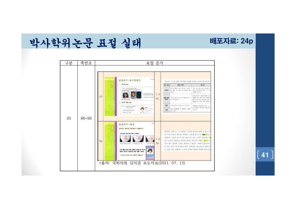  김건희 여사 논문표절 의혹 검증을 위한 범학계 국민검증단 대국민 보고회 자료 41