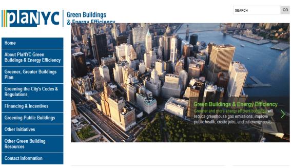 뉴욕시 녹색건물 및 에너지효율사업 PlaNYC 누리집(www.nyc.gov)