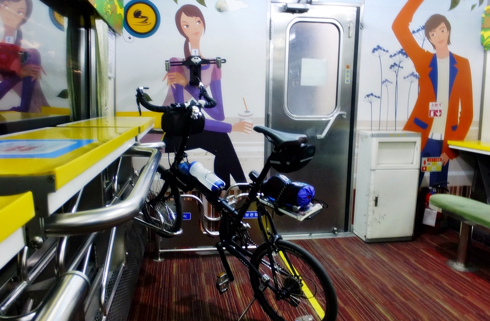 자전거 거치대가 있어 좋은 영동선 무궁화호 열차.