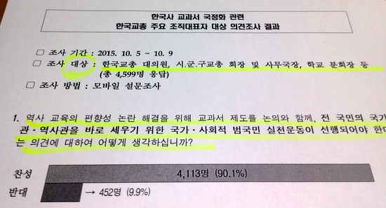 11일 한국교총이 공개한 설문조사 결과문. 