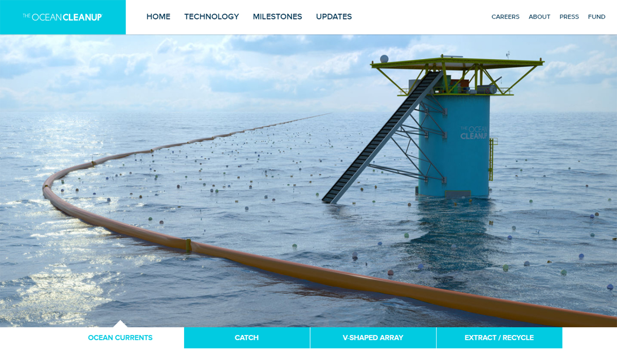 오션 클린업(The Ocean Cleanup)의 홈페이지