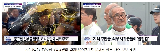  TV조선 <박종진의 라이브쇼>(7/15) 문규현 신부 관련 오보 장면