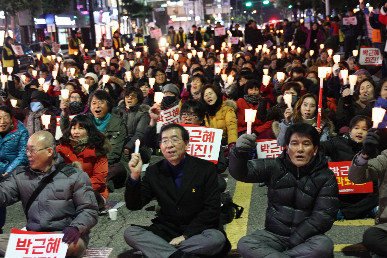  박원순 시장이 참석한 9차 여수촛불집회