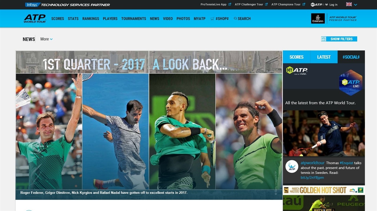 세계남자테니스협회(ATP)의 홈페이지. 세계 남자 테니스계는 올들어 지각변동의 연속이다.