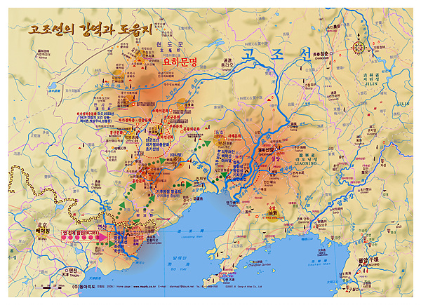  안동립씨가 제작한 '고조선강역과 요하문명' 지도 모습