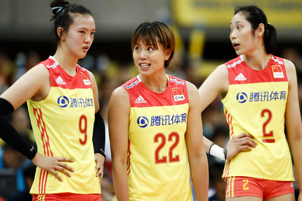  중국 여자배구 대표팀 주 공격수... 왼쪽부터 장창닝(193cm), 쩡춘레이(187cm), 주팅(198cm)