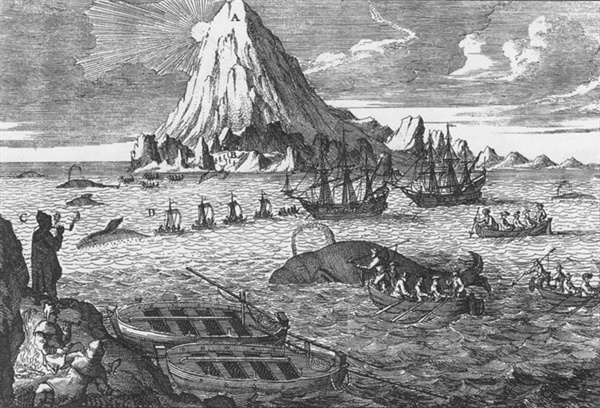 1700년대에 네덜란드인들이 북극에서 고래를 잡는 모습. 