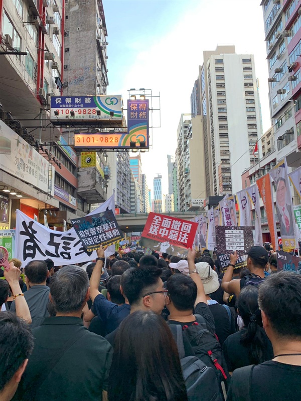 홍콩 반환 22주년인 7월 1일에 진행된 대행진