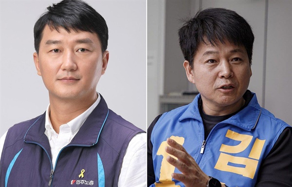  민주노총 위원장 선거 결선 투표에 진출한 양경수 후보(왼쪽)와 김상구 후보 