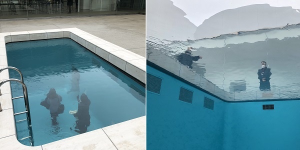           가나자와 21세기 미술관의 대표적인 설치 미술입니다. 수영장 위와 아래를 둘러볼 수 있습니다(레안드로 에를리치, Leandro Erlich, 1973- ).？