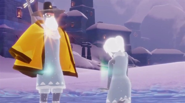  게임 ‘SKY-빛의 아이들'에 등장한 캐릭터가 갓 모양의 모자를 쓰고 있다.