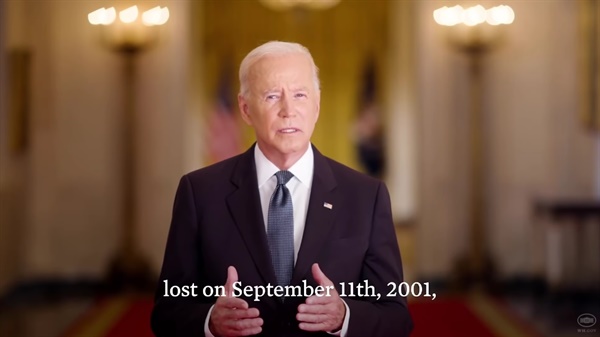 백악관이 공개한 조 바이든 미국 대통령의 9·11 테러 추모 메시지 영상 갈무리.