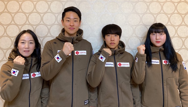  한국 크로스컨트리 베이징올림픽 국가대표 선수단. 왼쪽부터 이채원, 정종원, 김민우, 이의진.

