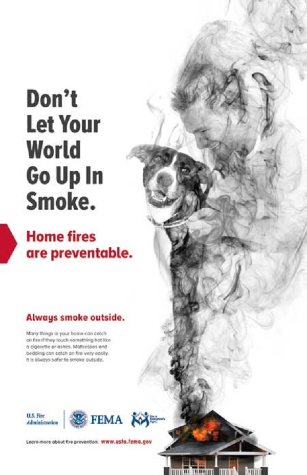 "연기 속으로 당신의 모든 것이 사라지지 않도록 하라"는 화재예방 포스터 (자료 출처: 미 연방 소방국)