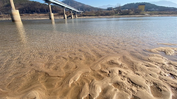 박석진교 아래 낙동강 모습이다. 황금빛 모래톱 위를 맑은 강물이 흘러간다. 낙동강이 되살아났다. 