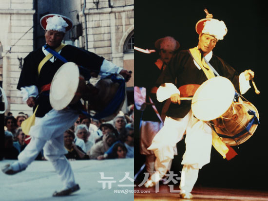 박염 선생이 1998년 프랑스 파리에서 열린 세계민속경연대회에 참가해 공연을 펼치는 모습. (사진=뉴스사천DB)