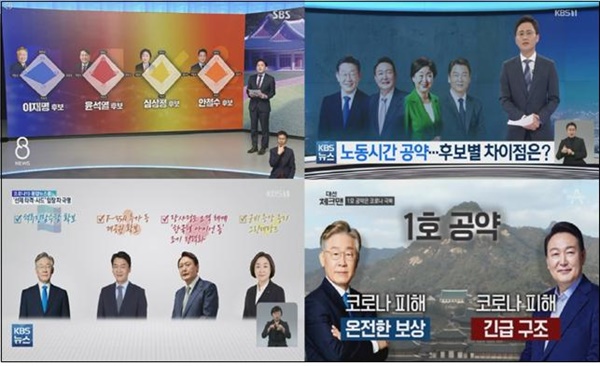 정책검증 방송 보도(왼쪽 위부터 시계방향으로 SBS 2/10·KBS 2/13·채널A 2/15?KBS 2/16)