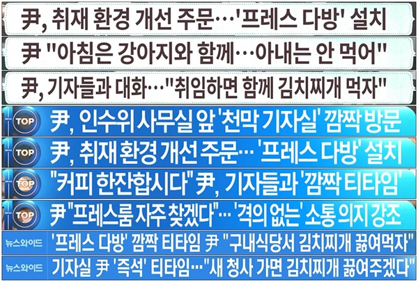시시콜콜 대화 내용 자막으로 보여준 종편3사(3/23). TV조선·채널A·MBN순.
