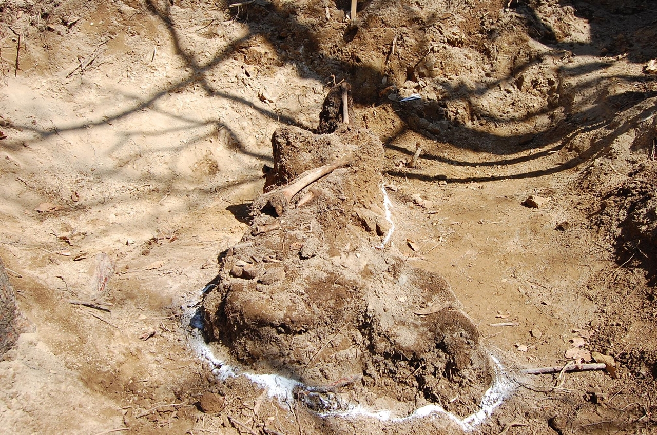 국방부 유해발굴감식단이 2012년도 포항시 입암리에서 발굴된 6·25 전사자 유해의 신원이 고(故) 김종술 일병으로 확인됐다고 17일 밝혔다. 사진은 2012년도 포항시 입암리에서 발굴된 고(故) 김종술 일병의 유해 모습. 2022.5.17