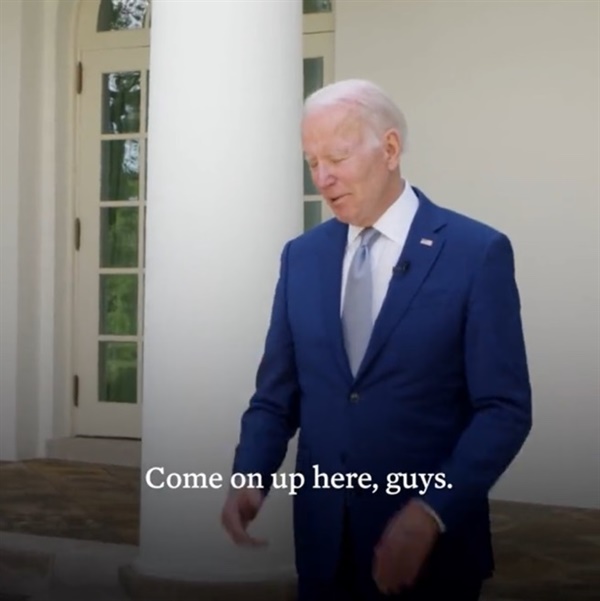 조 바이든 미국 대통령이 방탄소년단을 환영하고 있다