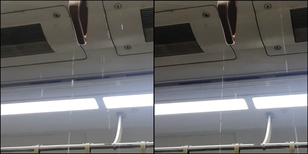 29일 오후 트위터에는 1호선 전동열차에 비가 샌다는 글과 함께 영상이 올라왔다. 