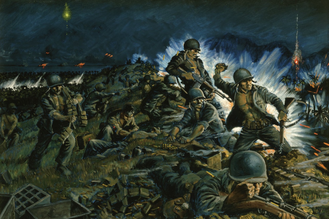 카와구치 소장이 시도한 야습 역시 중화기로 무장한 미군의 방어선 앞에 좌절되었다. 이때 일본군 전사자의 피로 능선이 물들었다고 한다.