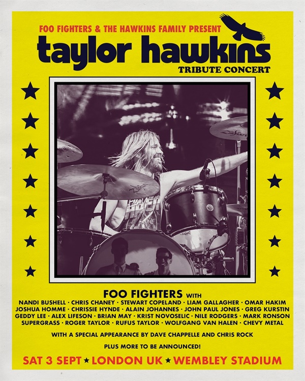  푸 파이터스(Foo Fighters) 전 드러머 테일러 호킨스(Taylor Hawkins) 추모 공연 포스터(런던 공연)