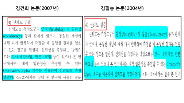 김건희 2007년 논문(좌), 김필승 2004년 논문_6