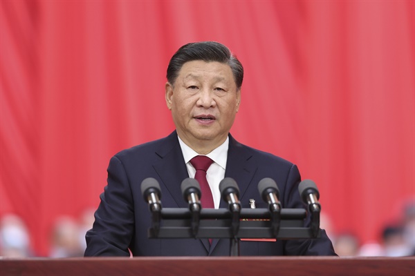 시진핑 중국 국가주석이 지난 10월 16일 베이징에서 열린 제20차 공산당 전국대표대회 개막식에 참석, 업무보고를 하는 모습.
