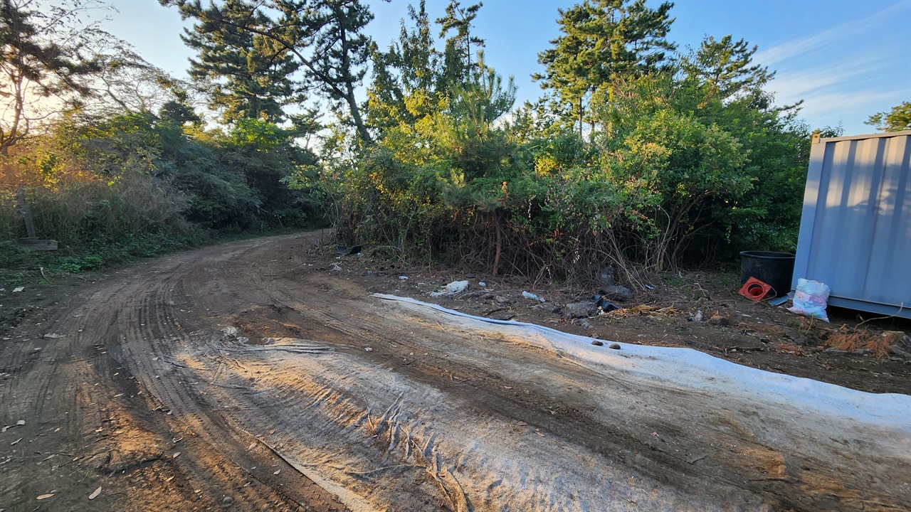 도령마루 진입로. 중장비들이 다닐 수 있도록 통로가 확장되고 일부 수목이 훼손됐다.