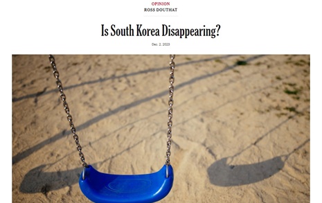 NYT '한국 소멸하나' 칼럼에 달린, 갑론을박 댓글 수백개