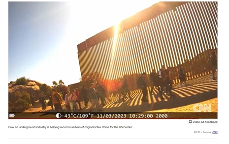"멕시코 국경 넘어 미국 불법 입국 시도 중국인, 20배 급증"