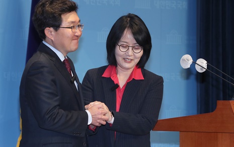 [오마이포토] 김용태 지지 선언한 김현아