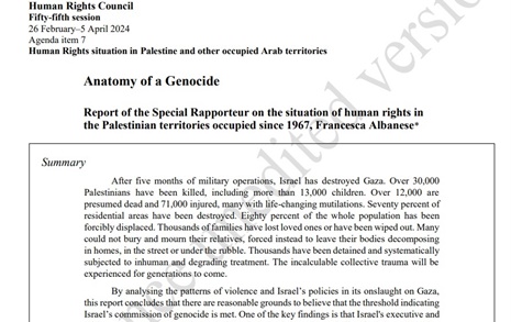 유엔 보고서 "이스라엘, 가자지구에서 집단학살했다"