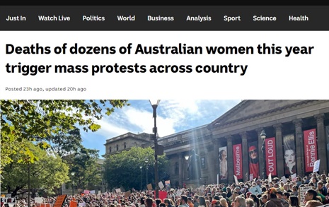 "나흘마다 1명씩 남성에 살해"... 호주 여성들 분노  