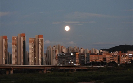 강물과 함께 흐르는 한가위 보름달... 산 강의 미래다