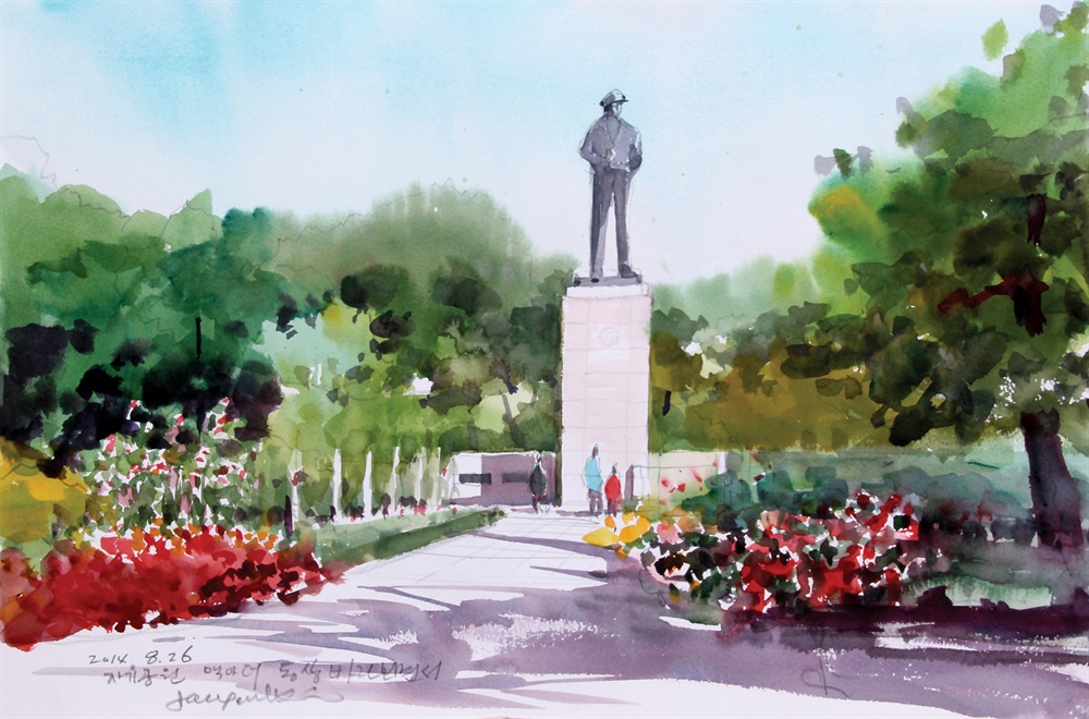 인천자유공원 맥아더 동상을 바라보면서 53×45.5(cm) 2014 인천 사람 중에 그 시절 자유공원에 관한 추억 하나쯤 없는 이가 있을까. 서울에 남산이 있다면 인천에는 자유공원이 있었다.