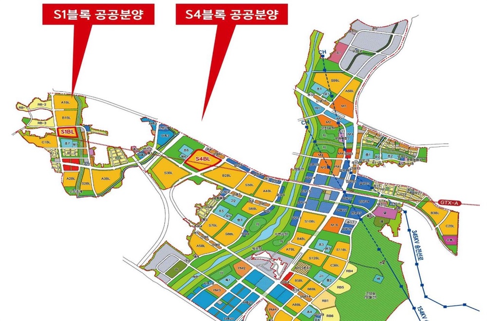  이번에 창릉신도시 청약 접수 대상이 되는 S1블록(453세대)과 S4블록(941세대)의 위치

