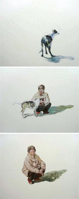 노인과 들개(2007, acrylic on canvas, 53×45.5cm)  누구나 나이 들고 언젠가 홀로 남겨진다. 우리네 인생이 그렇다.

