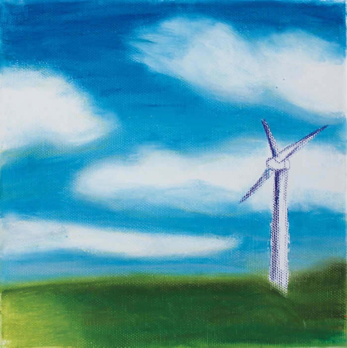 풍력발전(20×20cm, Oil pastel on paper, 2020) 김숙경 시민 가족이 그린 정서진 풍경. 인천서구문화재단의 '퍼블릭 드로잉 프로젝트: 녹색광선Le Rayon Vert'으로 진행됐다.