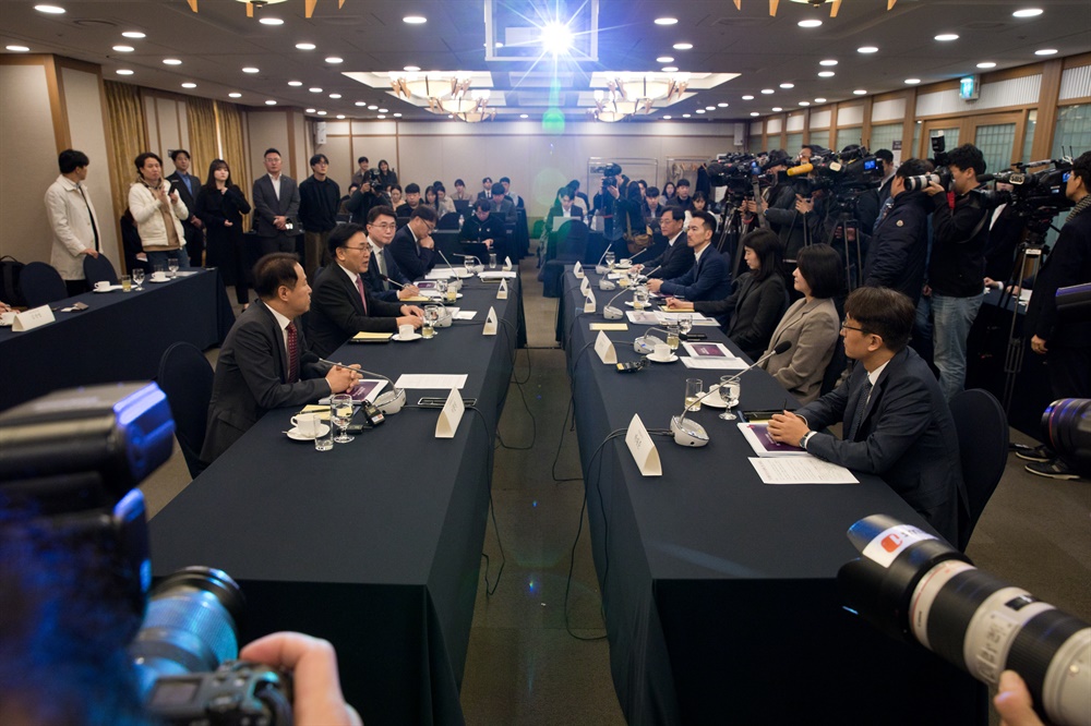  유상임 과학기술정보통신부 장관이 6일 오전 서울 중구 한국프레스센터에서 열린 '플랫폼사 CEO 간담회'에서 발언하고 있다. 