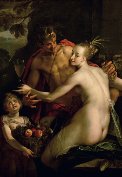 '바쿠스, 케레스, 아모르' 한스 폰 아헨, 1600년경, Kunsthistorisches Museum, Wien, Gemaldegalerie, Vienna 