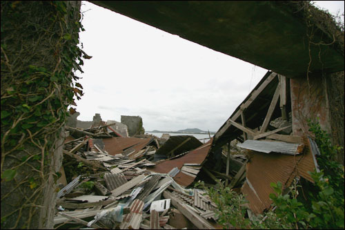 폐허 방치되어있던 건물이 이번 태풍에 무너져 내렸다.
