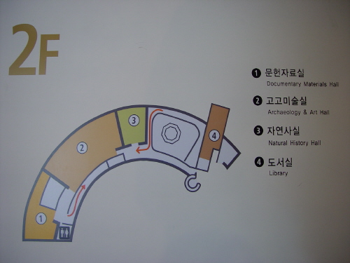  박물관 2층의 전시장 평면도