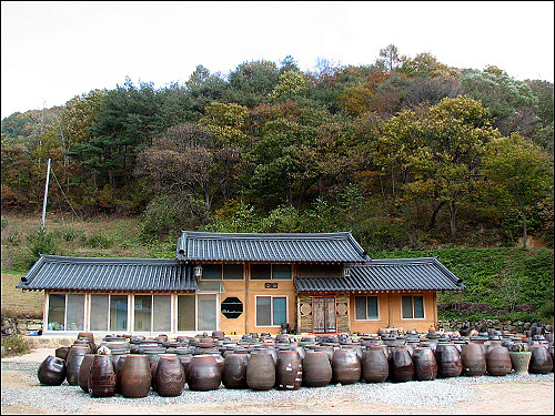  청화산방 뒤로 청화산이 보인다.