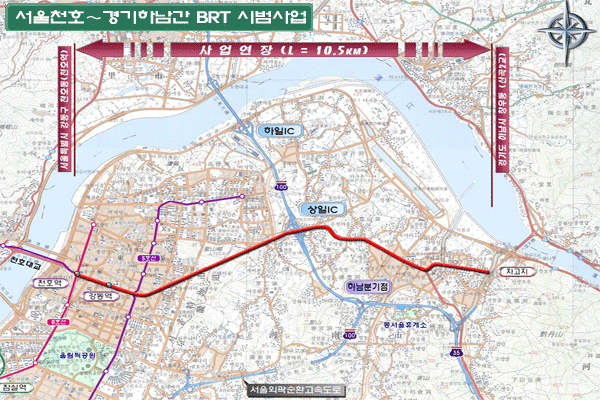천호-하남 BRT 노선도
