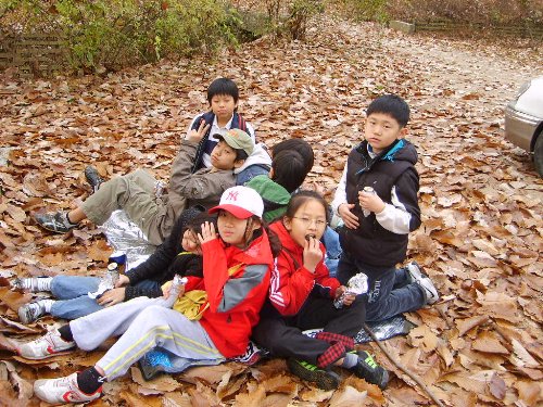 걸어서 왕릉을 답사하느라 금새 허기진 아이들이 아침 참으로 김밥을 먹는다. 