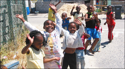 아프리카의 아이들. 남아공 케이프타운.