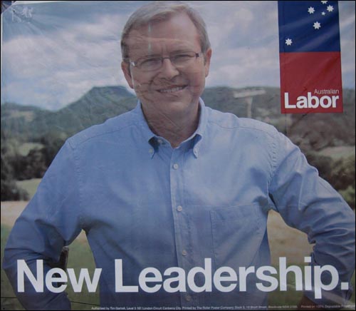 노동당 리더 KEVIN RUDD. 호주는 11월 24일 연방총선에서 15년만에 노동당이 승리를 했다.